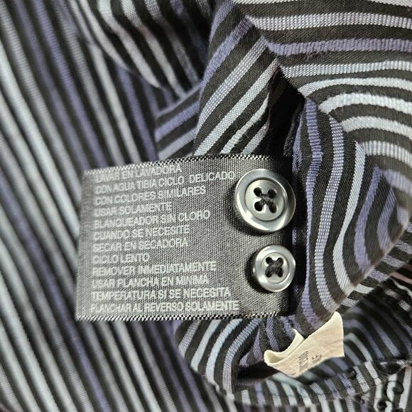 J. Ferrar Long Sleeve Button Up Shirt Mens Sz XL (17.5) Gray Flowers 100% Cotton - Picture 8 of 9